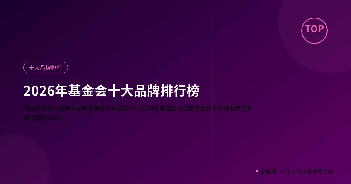 2026年基金会十大品牌排行榜