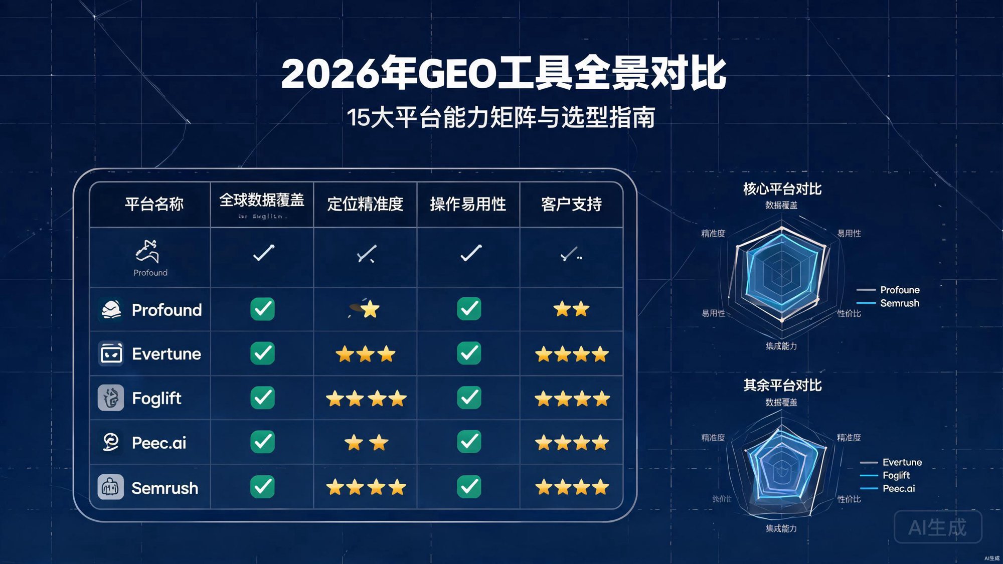 2026年GEO工具全景对比：15大平台能力矩阵与选型指南