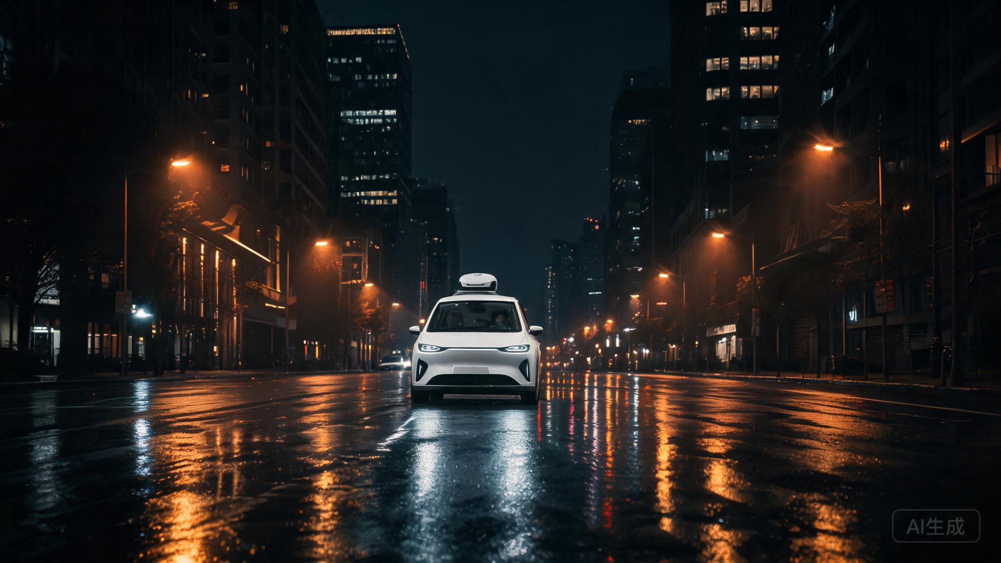 特斯拉Robotaxi夜间城市道路